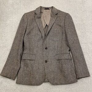 Bonobos Herringbone Wool Blazer Mens 38R Slim Brown Lanificio Di Pray Sport Coat